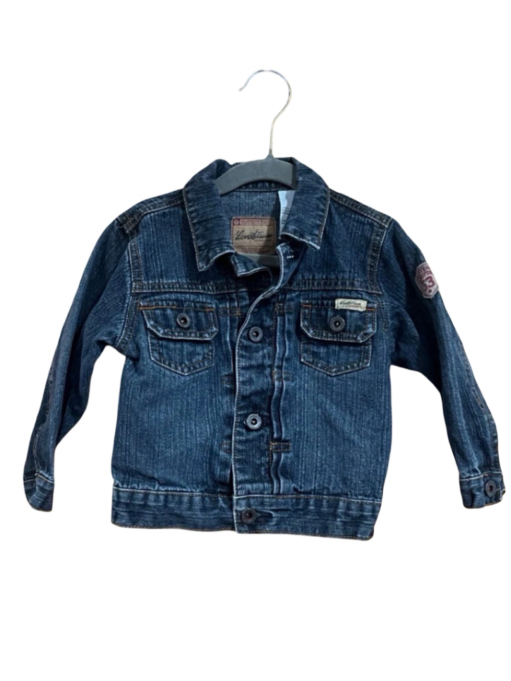 Levi Strauss Signature Toddler 24M Denim Trucker Jacket Patch Distressed
